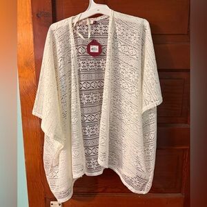 SO White Lace Open-Front Cardigan
